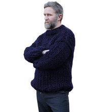 Load image into Gallery viewer, Spring Super chunky Men's Sweater Loose Casual Navy blue Pullover Sweater coat Thick warm Hand-knitted men's Thick Sweater