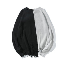 Load image into Gallery viewer, Oversized Ripped Hole Patchwork Knitted Sweater Men Women Autumn Winter Hip Hop Irregular Design Pullover Harajuku Knitwear