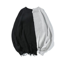 Load image into Gallery viewer, Oversized Ripped Hole Patchwork Knitted Sweater Men Women Autumn Winter Hip Hop Irregular Design Pullover Harajuku Knitwear