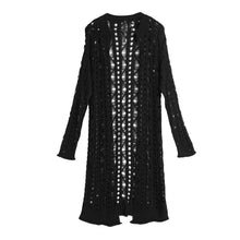 Load image into Gallery viewer, Long Over The Knee Cardigan Sweater Male Hair Stylist Clothing Openwork Knit Jacket Black Slim Sweater Men Ropa De Hombre 2018