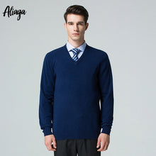 Load image into Gallery viewer, 2019 Fashion Sweater Man 100% Pure Cashmere Sweater Knitted Winter Warm Pullovers V-neck Long Sleeve Oversized Male Jumper Tops