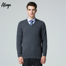 Load image into Gallery viewer, 2019 Fashion Sweater Man 100% Pure Cashmere Sweater Knitted Winter Warm Pullovers V-neck Long Sleeve Oversized Male Jumper Tops