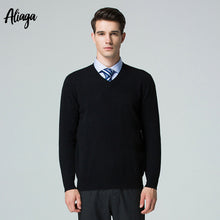 Load image into Gallery viewer, 2019 Fashion Sweater Man 100% Pure Cashmere Sweater Knitted Winter Warm Pullovers V-neck Long Sleeve Oversized Male Jumper Tops