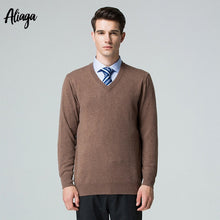 Load image into Gallery viewer, 2019 Fashion Sweater Man 100% Pure Cashmere Sweater Knitted Winter Warm Pullovers V-neck Long Sleeve Oversized Male Jumper Tops