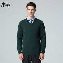 Load image into Gallery viewer, 2019 Fashion Sweater Man 100% Pure Cashmere Sweater Knitted Winter Warm Pullovers V-neck Long Sleeve Oversized Male Jumper Tops