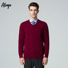 Load image into Gallery viewer, 2019 Fashion Sweater Man 100% Pure Cashmere Sweater Knitted Winter Warm Pullovers V-neck Long Sleeve Oversized Male Jumper Tops