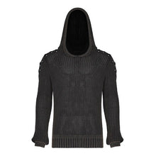 Load image into Gallery viewer, PUNK RAVE Punk Vintage Hooded Black Sweater Steampunk Retro Sweater Halloween Male Casual Fashion Dark Streetwear Pullovers