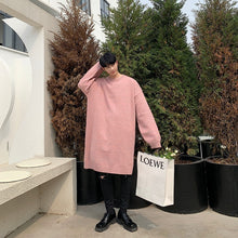 Load image into Gallery viewer, Men Fashion Hip Hop Chic Knitted Thick Pink Dress Sweater Autumn Winter Male Streetwear Loose Casual Pullovers Long Sweater
