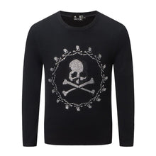 Load image into Gallery viewer, DUYOU Autumn Men's Fashion Trend Comfortable Cotton Rhinestone Ring Skull Casual Sweater top Menswear 2019 Male Sweater