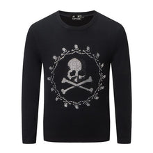 Load image into Gallery viewer, DUYOU Autumn Men's Fashion Trend Comfortable Cotton Rhinestone Ring Skull Casual Sweater top Menswear 2019 Male Sweater