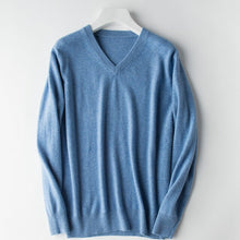 Load image into Gallery viewer, HOT! 2019 Basic Sweaters Men's 100% Cashmere Knitted Sweater V-neck Solid Color Male Pullovers Flat-knit Autumn Winter Must Buy