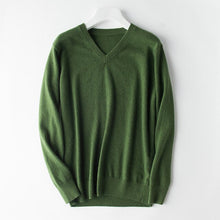 Load image into Gallery viewer, HOT! 2019 Basic Sweaters Men's 100% Cashmere Knitted Sweater V-neck Solid Color Male Pullovers Flat-knit Autumn Winter Must Buy
