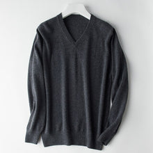 Load image into Gallery viewer, HOT! 2019 Basic Sweaters Men's 100% Cashmere Knitted Sweater V-neck Solid Color Male Pullovers Flat-knit Autumn Winter Must Buy