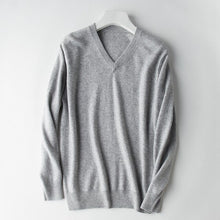 Load image into Gallery viewer, HOT! 2019 Basic Sweaters Men's 100% Cashmere Knitted Sweater V-neck Solid Color Male Pullovers Flat-knit Autumn Winter Must Buy