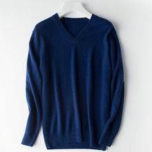 Load image into Gallery viewer, HOT! 2019 Basic Sweaters Men's 100% Cashmere Knitted Sweater V-neck Solid Color Male Pullovers Flat-knit Autumn Winter Must Buy