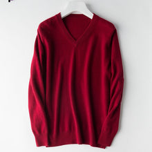 Load image into Gallery viewer, HOT! 2019 Basic Sweaters Men's 100% Cashmere Knitted Sweater V-neck Solid Color Male Pullovers Flat-knit Autumn Winter Must Buy