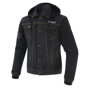 SSPEC Mens Denim Motorcycle Jacket Off-Road Racing Hoodies Motorbike Motorcross Protective Gear Fashion Casual Sweater Jacket