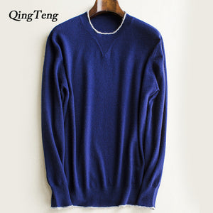 100 Cashmere Pure Men's Sweater O-Neck Striped Slim Fit Knitwear Mens Sweaters Pullovers Pullover Men Pull Homme Autumn Casual