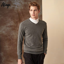 Load image into Gallery viewer, 100% Goat Cashmere Sweater Men V-neck Sweater Man Pullovers Knitting Autumn Winter Male Warm Handmade Plus Size Sweaters Jumpers