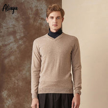 Load image into Gallery viewer, 100% Goat Cashmere Sweater Men V-neck Sweater Man Pullovers Knitting Autumn Winter Male Warm Handmade Plus Size Sweaters Jumpers