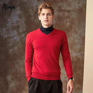 100% Goat Cashmere Sweater Men V-neck Sweater Man Pullovers Knitting Autumn Winter Male Warm Handmade Plus Size Sweaters Jumpers