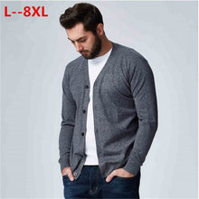 Load image into Gallery viewer, 8XL 7XL 6XL Autumn Men Sweater Casual Button V-neck Sweaters Long Sleeve Cotton Knit Cardigan Slim Fit Pull Homme Multicolor