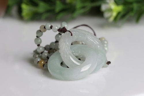 1026+++ Natural stone home ice Shuanglongxizhu men and women safe sweater Jade Pendant Necklace