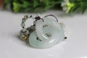 1026+++ Natural stone home ice Shuanglongxizhu men and women safe sweater Jade Pendant Necklace