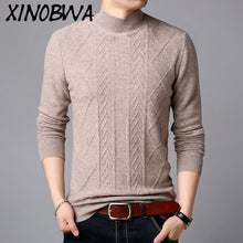 Load image into Gallery viewer, Hot Sale Men's Fashion Turtleneck Long Sleeve England Style Thick Warm 100% Wool Jacquard Pullover Sweater Clothes Men Inflation