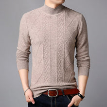 Load image into Gallery viewer, Hot Sale Men's Fashion Turtleneck Long Sleeve England Style Thick Warm 100% Wool Jacquard Pullover Sweater Clothes Men Inflation