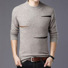 Load image into Gallery viewer, Europe New Arrival Mens Winter Turtleneck Long Sleeve Geometric Printed Knitted 100%Wool Sweater Male Casual Thick Warm Pullover