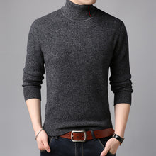 Load image into Gallery viewer, New Arrival Mens Fashion Winter Turtleneck Slim 100% Wool Knitted Sweater Male Solid Plus Size Long Sleeve Pullover guarda roupa