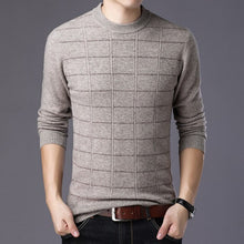 Load image into Gallery viewer, New Arrival Men's Winter Turtleneck Long Sleeve Plaid Knitted 100% Wool Thick Warm Sweater Male Casual England Style Pullover