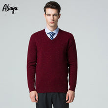 Load image into Gallery viewer, 2019 New Quality 100% Pure Cashmere Sweater Men Autumn Pullover Mens Knitted Dots Sweater Jumpers V-neck Tops Pullover Plus Size