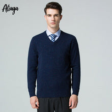 Load image into Gallery viewer, 2019 New Quality 100% Pure Cashmere Sweater Men Autumn Pullover Mens Knitted Dots Sweater Jumpers V-neck Tops Pullover Plus Size