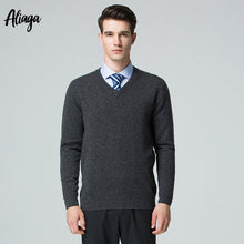Load image into Gallery viewer, 2019 New Quality 100% Pure Cashmere Sweater Men Autumn Pullover Mens Knitted Dots Sweater Jumpers V-neck Tops Pullover Plus Size