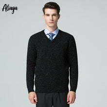 Load image into Gallery viewer, 2019 New Quality 100% Pure Cashmere Sweater Men Autumn Pullover Mens Knitted Dots Sweater Jumpers V-neck Tops Pullover Plus Size