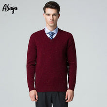 Load image into Gallery viewer, 2019 New Quality 100% Pure Cashmere Sweater Men Autumn Pullover Mens Knitted Dots Sweater Jumpers V-neck Tops Pullover Plus Size