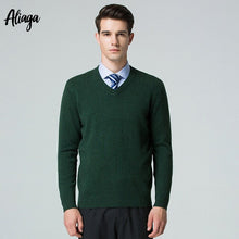 Load image into Gallery viewer, 2019 New Quality 100% Pure Cashmere Sweater Men Autumn Pullover Mens Knitted Dots Sweater Jumpers V-neck Tops Pullover Plus Size