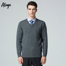 Load image into Gallery viewer, 2019 New Quality 100% Pure Cashmere Sweater Men Autumn Pullover Mens Knitted Dots Sweater Jumpers V-neck Tops Pullover Plus Size