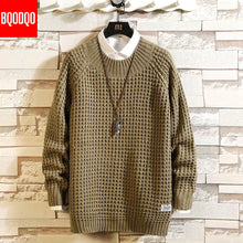 Load image into Gallery viewer, Winter Fashion O-Neck Army Black Sweater Men Japanese Hip Hop Fitness Streetwear Pullovers Solid Color Knitted Sweaters Male NEW