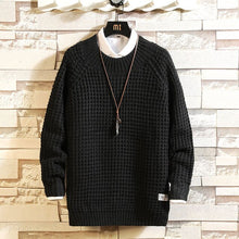 Load image into Gallery viewer, Winter Fashion O-Neck Army Black Sweater Men Japanese Hip Hop Fitness Streetwear Pullovers Solid Color Knitted Sweaters Male NEW