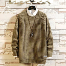 Load image into Gallery viewer, Winter Fashion O-Neck Army Black Sweater Men Japanese Hip Hop Fitness Streetwear Pullovers Solid Color Knitted Sweaters Male NEW