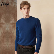 Load image into Gallery viewer, High Quality 100% Goat Cashmere Sweater Men Round Collar Solid Casual Sweaters Large Size Knitted Autumn Winter Slim Jumper Tops