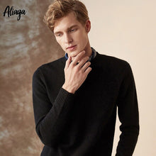 Load image into Gallery viewer, High Quality 100% Goat Cashmere Sweater Men Round Collar Solid Casual Sweaters Large Size Knitted Autumn Winter Slim Jumper Tops