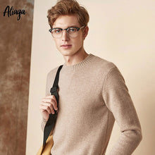 Load image into Gallery viewer, High Quality 100% Goat Cashmere Sweater Men Round Collar Solid Casual Sweaters Large Size Knitted Autumn Winter Slim Jumper Tops