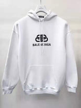 Load image into Gallery viewer, Double B interlocking autumn and winter new letter printing white men and women with the same hooded sweater