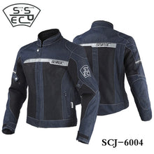 Load image into Gallery viewer, SSPEC Men's Denim Motorcycle Jacket Off-Road Racing Coats Motorbike Motocross Protective Gear Fashion Casual Sweater Jacket 3XL