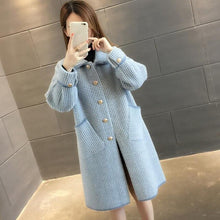 Load image into Gallery viewer, Man-made Mink Woolen Sweater Jacket Female Spring Winter 2019 New Korean Loose Medium-length Cardigan Overcoat Female Overcoat