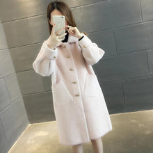 Load image into Gallery viewer, Man-made Mink Woolen Sweater Jacket Female Spring Winter 2019 New Korean Loose Medium-length Cardigan Overcoat Female Overcoat